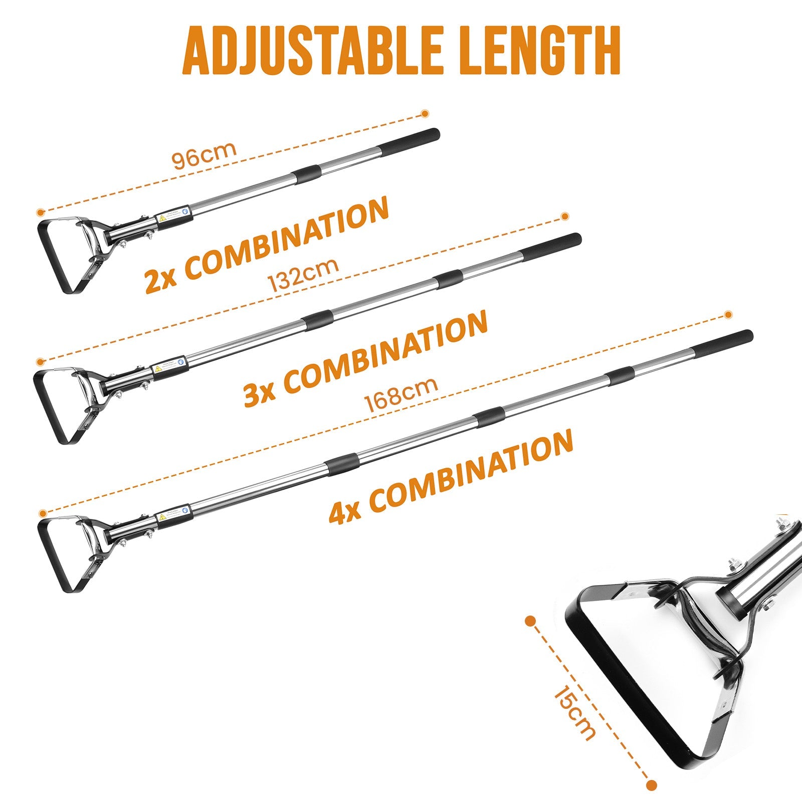 2 in 1 Garden Long Handle Thatch Rake + Hoe