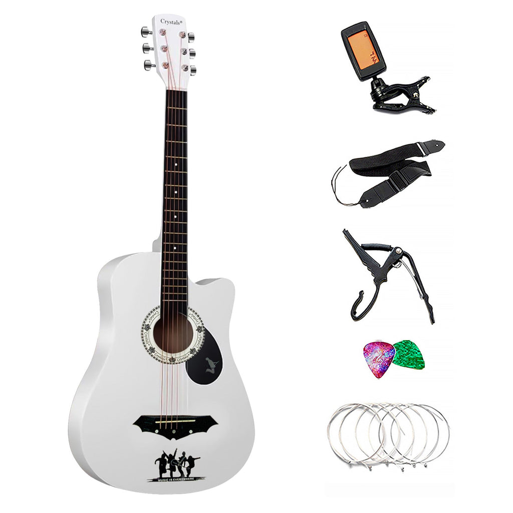 38" Full Size 6 String Acoustic Guitar White