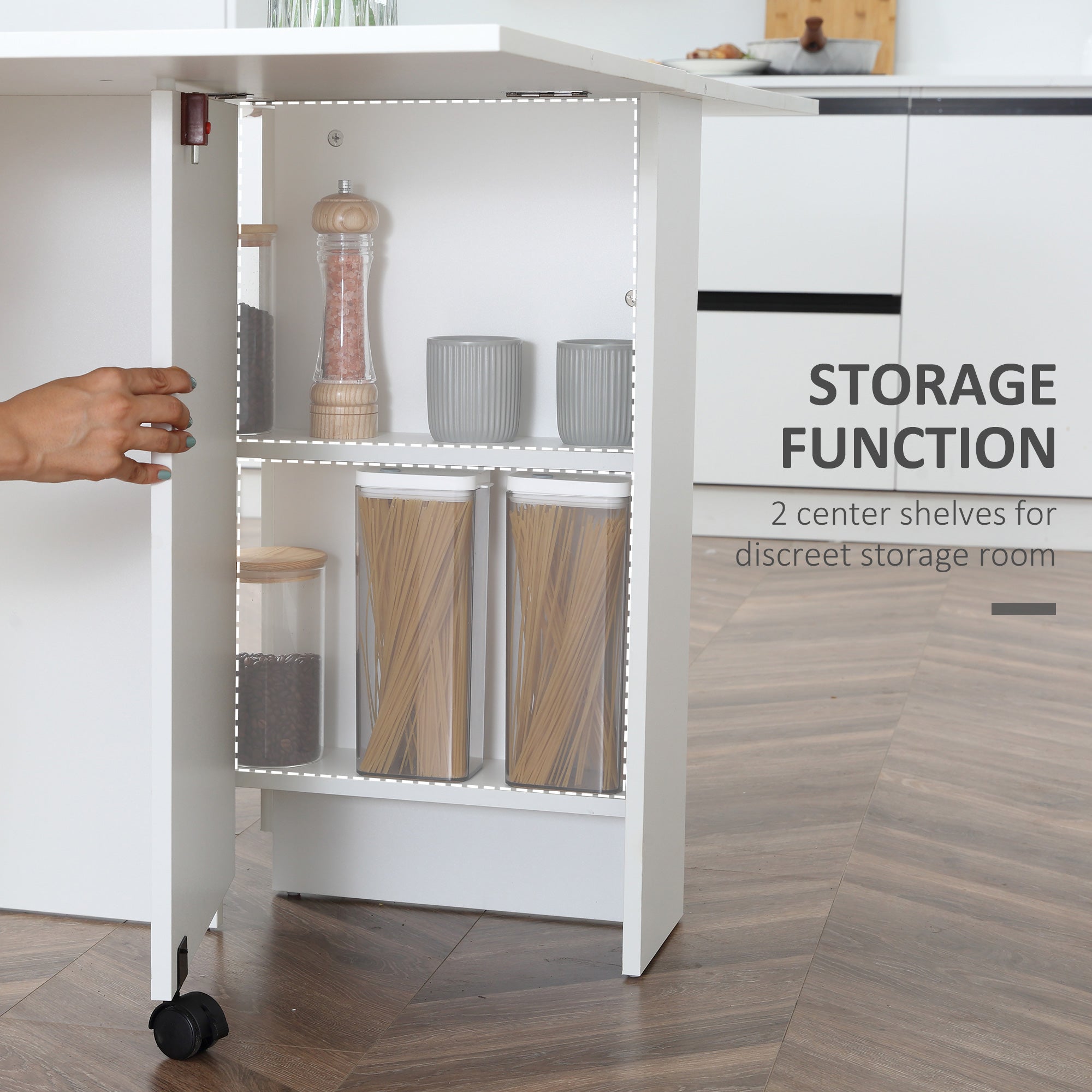 HOMCOM Mobile Drop Leaf Dining Table Folding Desk w/ 2 Wheels White