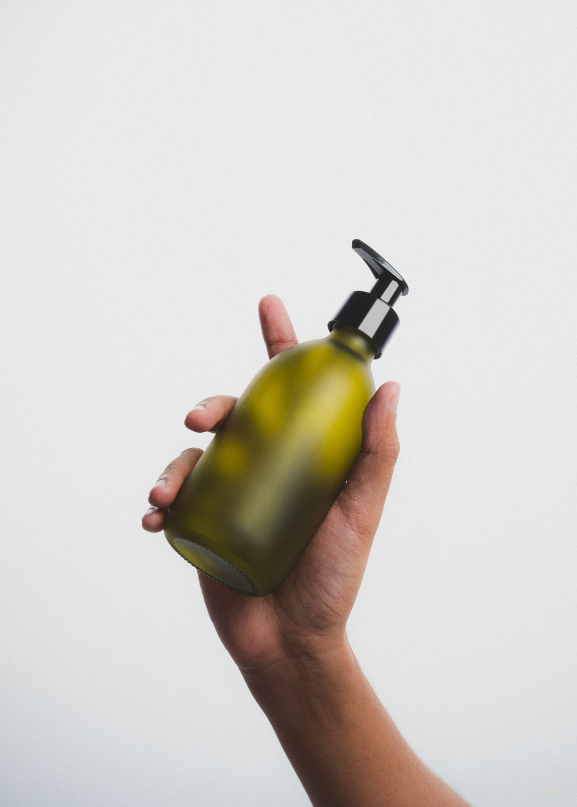 Green Glass Pump Bottle