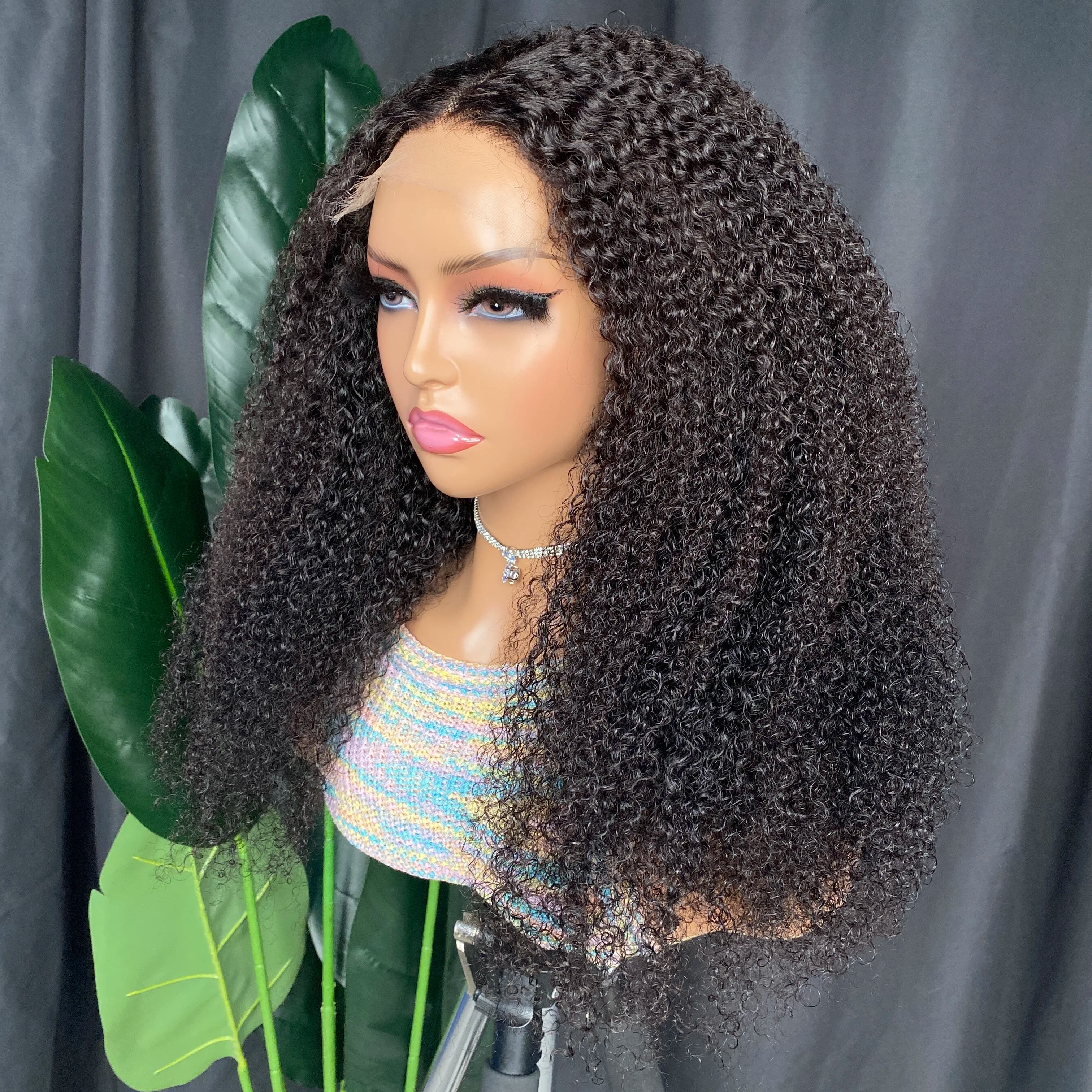 Wholesale Brazilian Indian Raw Remy Virgin Human Hair Natural Color Kinky Curly 5x5 HD Lace Glueless Wig