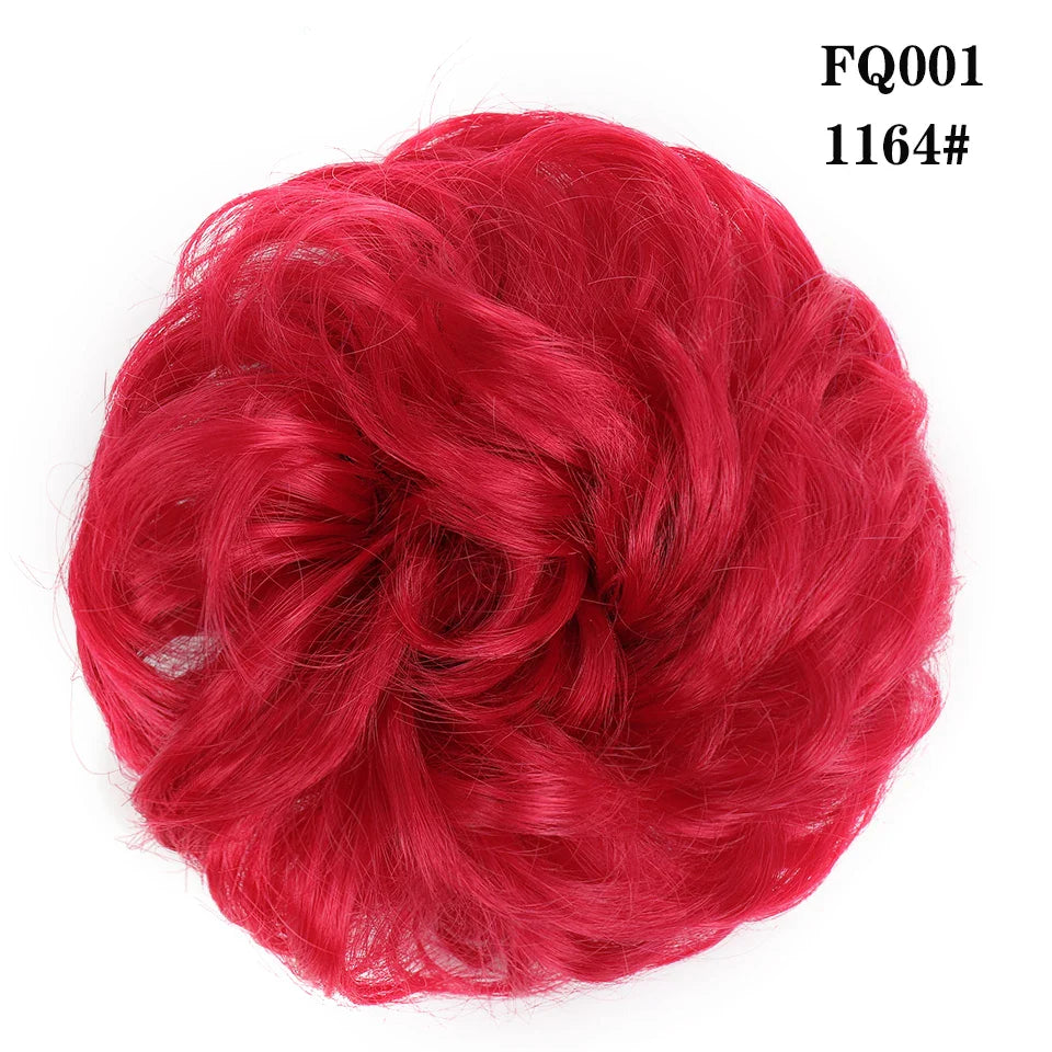 LUPU Synthetic Hair Bun Messy Scrunchies With Elastic Band Natural Fake Hair Tie Pieces Ponytail Colored Black Purple Pink Green