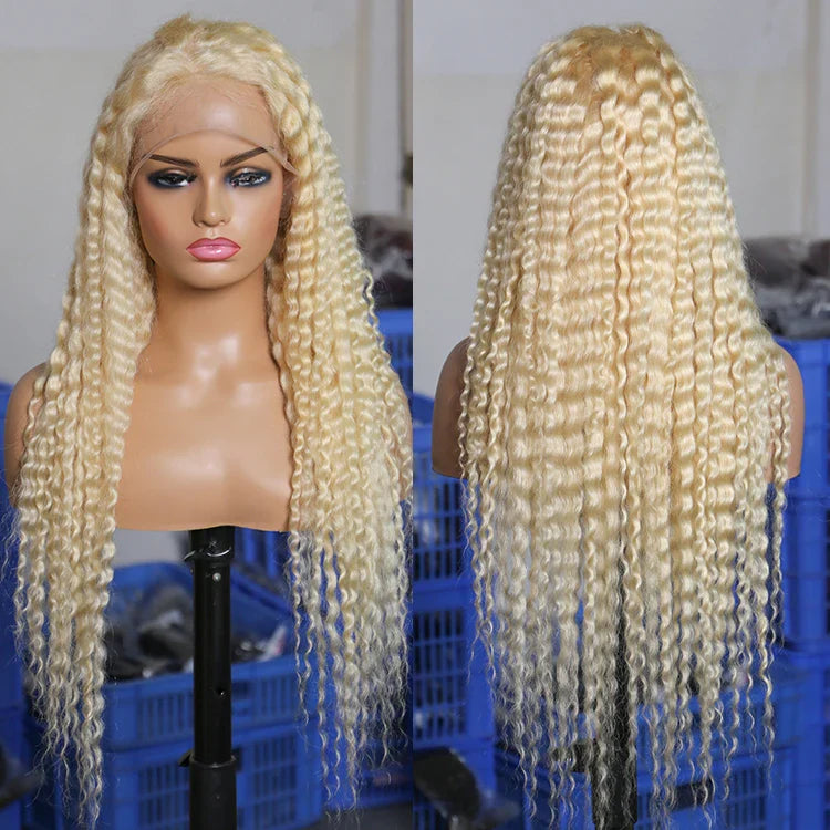 Raw 613 HD Lace Wigs Raw Human Hair Lace Front, Blonde 613 Deep Wave Vietnamese Hair Wig, Glueless 13X6 HD Full Lace Frontal Wig