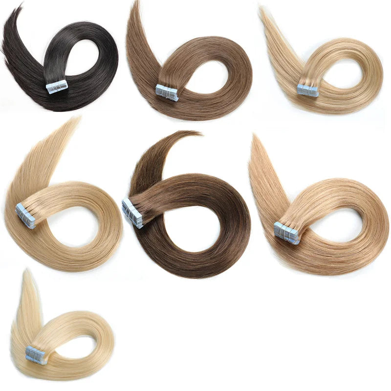 18P613#  Tape Ins Extensions Raw Hair 50g Russian Virgin Remy 100% Human Hair Extensions Wholesaler Price Tape Hair Extension