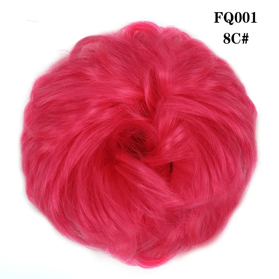 LUPU Synthetic Hair Bun Messy Scrunchies With Elastic Band Natural Fake Hair Tie Pieces Ponytail Colored Black Purple Pink Green