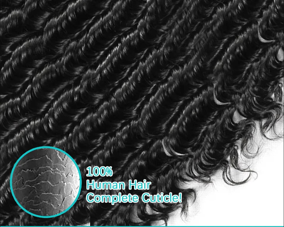 Deep Wave Bundles Human Hair Brazilian Raw Hair 12A Grade Bundles 100% Natural Deep Curly Remy Hair Extensions 3 4 Bundles Deal