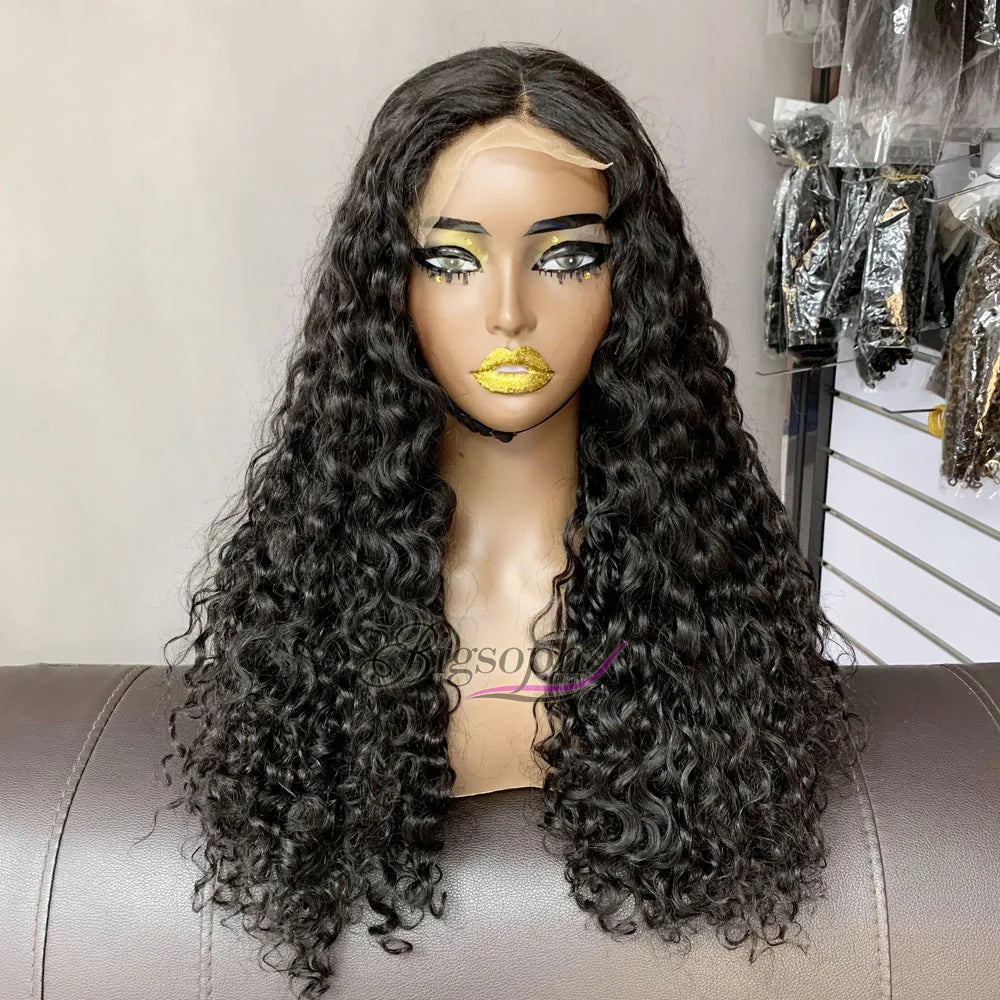 Human Hair Peluca,250 Density Human Hair Wig,SDD 22 Inch Luxury Curl 5X5 Lace Closure Nature Color Wig