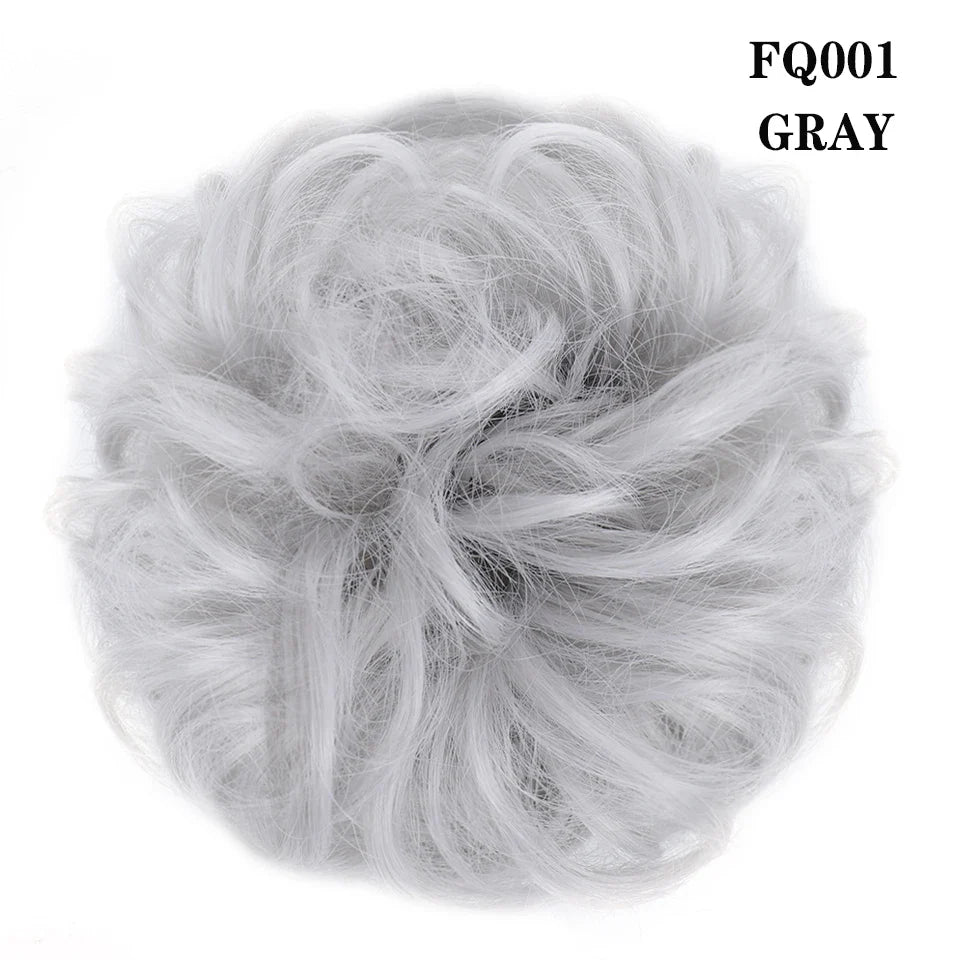 LUPU Synthetic Hair Bun Messy Scrunchies With Elastic Band Natural Fake Hair Tie Pieces Ponytail Colored Black Purple Pink Green