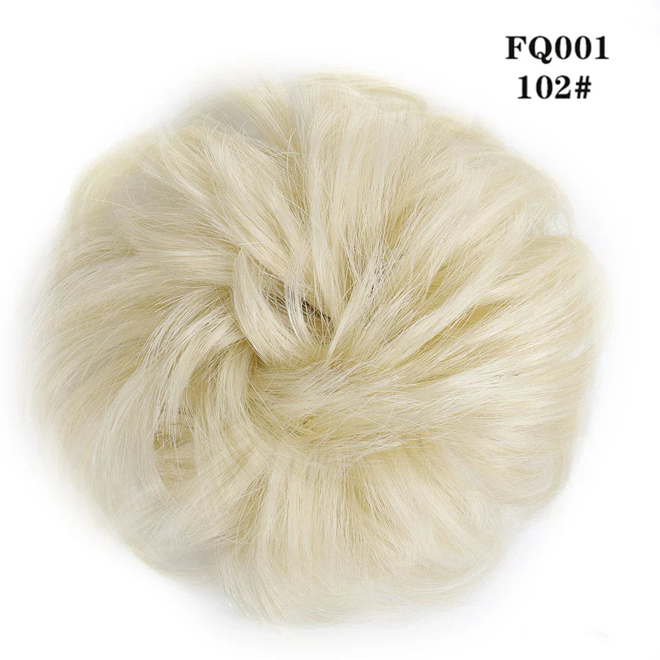 LUPU Synthetic Hair Bun Messy Scrunchies With Elastic Band Natural Fake Hair Tie Pieces Ponytail Colored Black Purple Pink Green