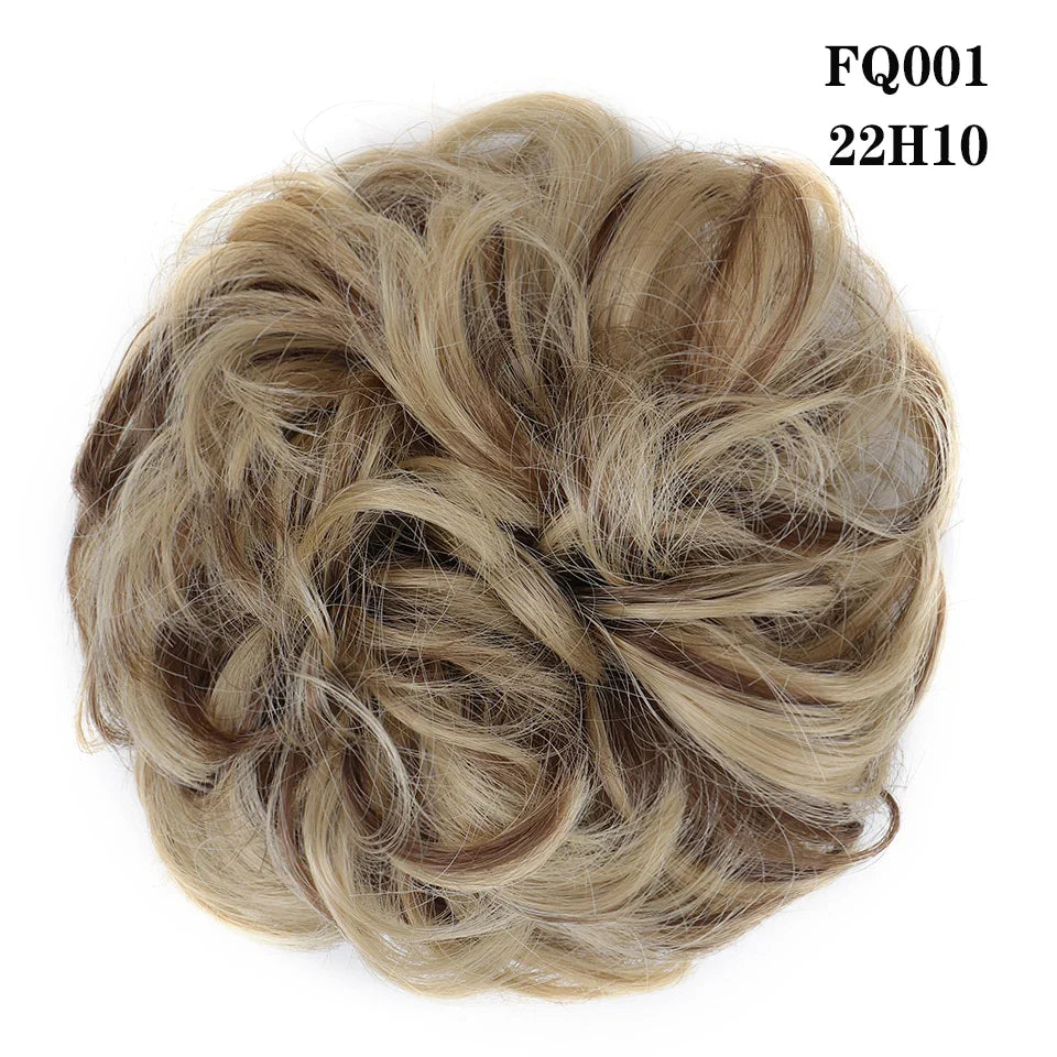 LUPU Synthetic Hair Bun Messy Scrunchies With Elastic Band Natural Fake Hair Tie Pieces Ponytail Colored Black Purple Pink Green