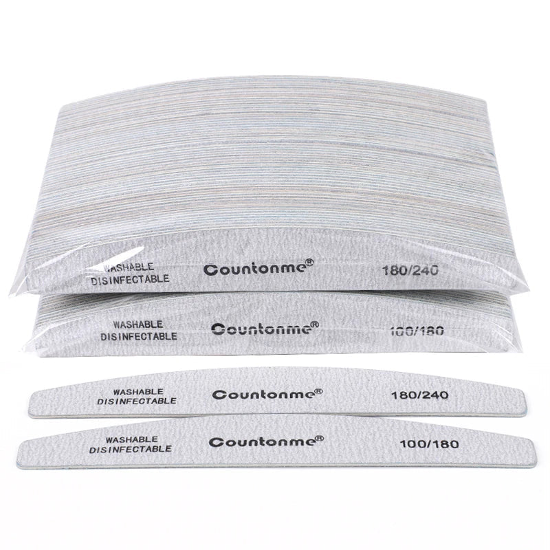 10pcs/Lot Professional Wooden Nail Files 180/240 Buffer 100/180 Grey Boat Wood Sandpaper Block Gel Polisher Sanding Nail Files