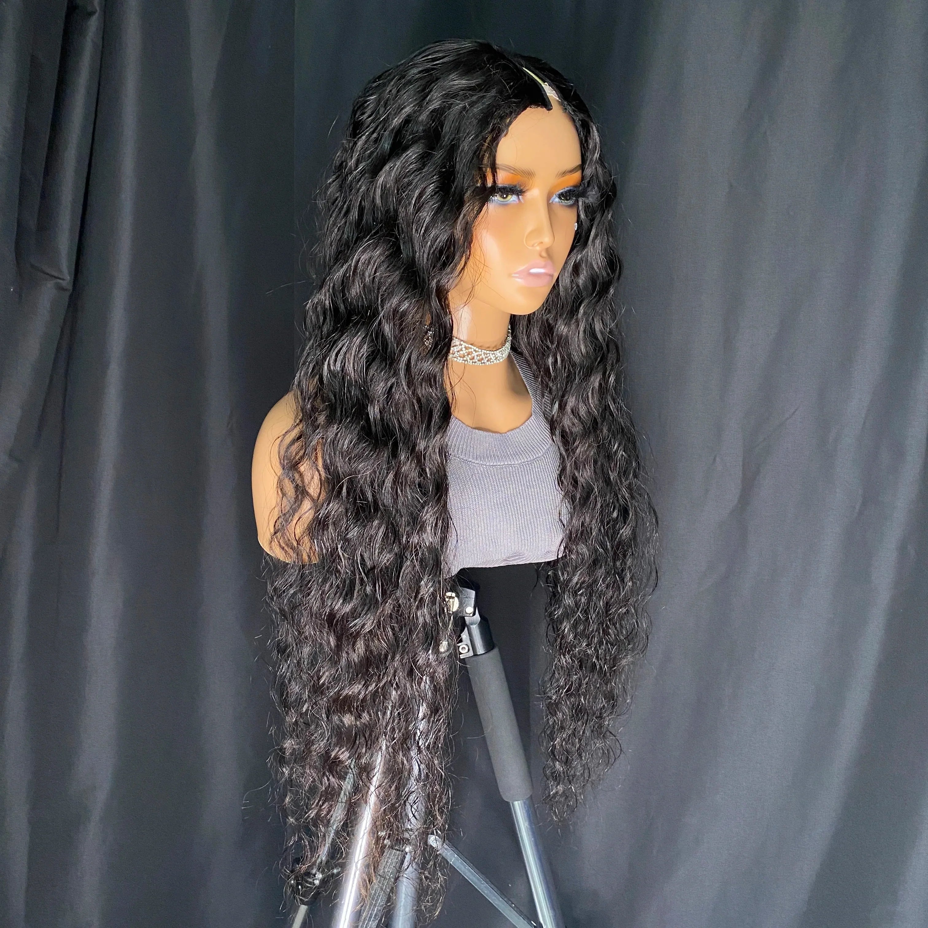 Wholesale Brazilian Indian Raw Remy Virgin Human Hair Natural Wave I Part Wig
