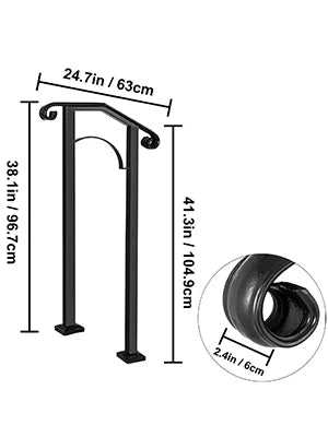 VEVOR Handrail Arch Railing White Fits 1 Or 5 Steps Stair Rail Wrought Iron Hand Rails With Installation Kit For Outdoor Steps