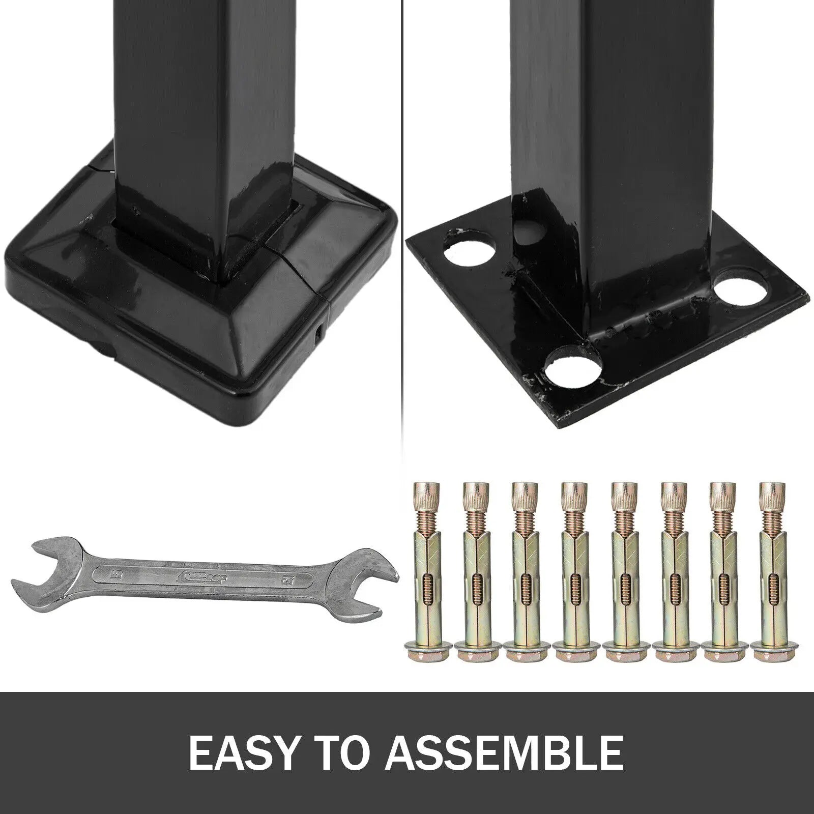 VEVOR Handrail Arch Railing White Fits 1 Or 5 Steps Stair Rail Wrought Iron Hand Rails With Installation Kit For Outdoor Steps