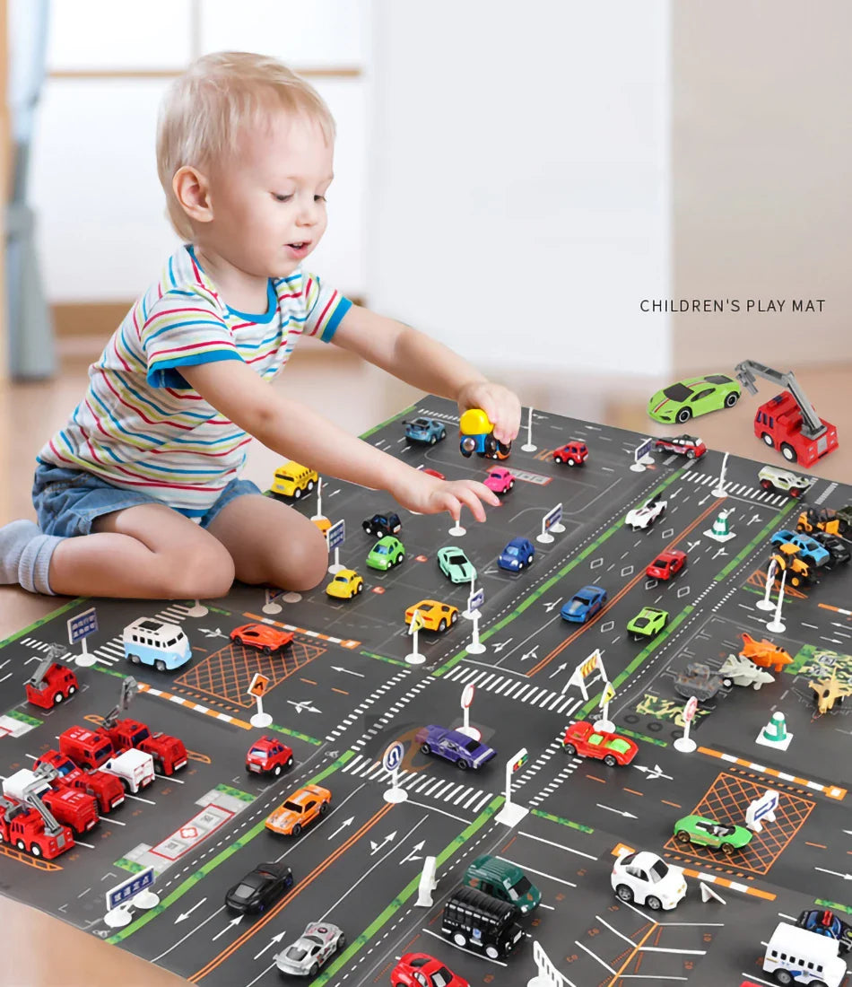 Thin Plastic Traffic Road Carpet for Kids Playmat Children Rug Simulated Parking Map Toy Baby Play Mat Little Boy Girl Mats Toys