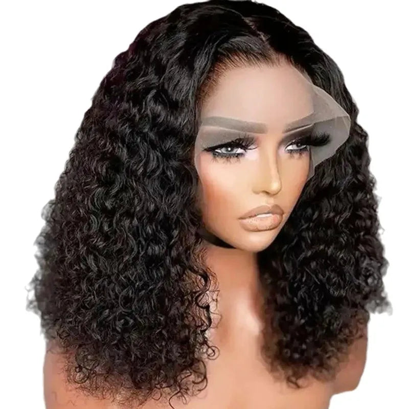 8-14 Inch Kinky Curly Short Bob Style 13x4 4x4  Frontal Lace Hair Wig Natural Real Brazilian Human Hair Women's Wig