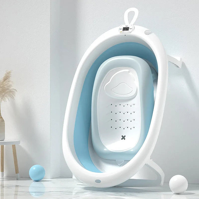 Multifunctional Digital Display Temperature Sensing Foldable Large Baby Bathtub for Newborn Toddler & Infant Home Supplies