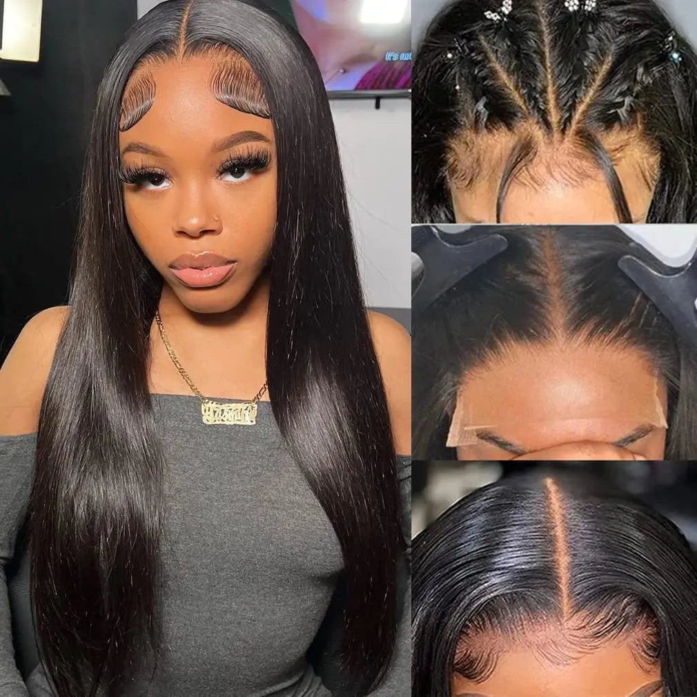 Wholesale Body Wave Style 4X4 Closure Wigs Natural Black Color 180% High Density Brazilian Human Hair Transparent Lace Wigs