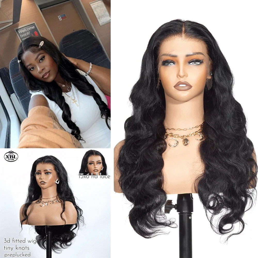 Hair Salon Best Choice JP 200 Density Preplucked Cambodian Long Body Wave 13x6 HD Lace Frontal Virgin Raw Human Hair Wig