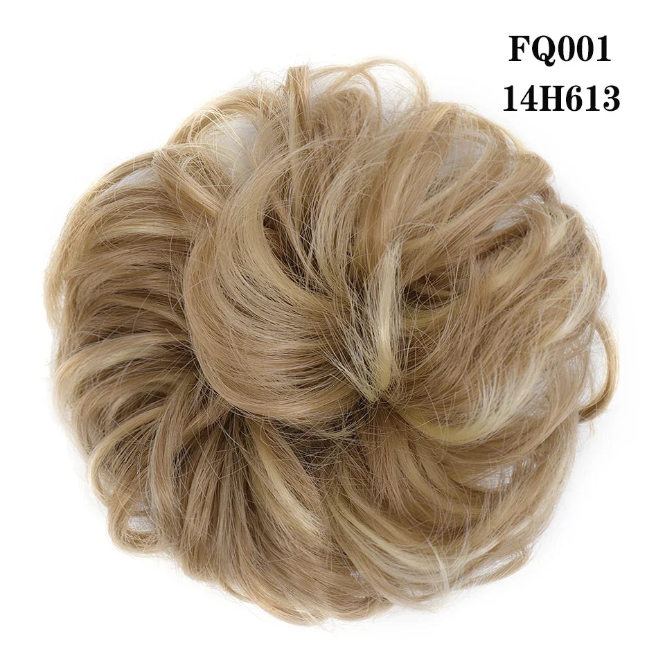 LUPU Synthetic Hair Bun Messy Scrunchies With Elastic Band Natural Fake Hair Tie Pieces Ponytail Colored Black Purple Pink Green