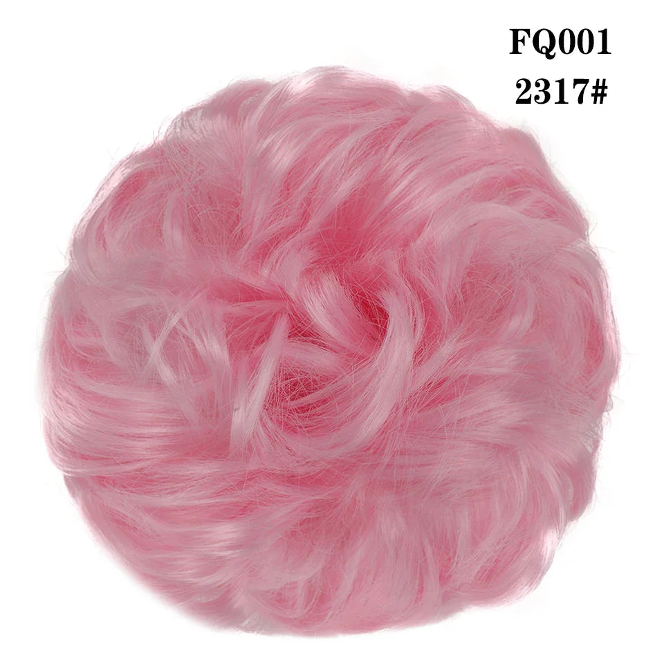 LUPU Synthetic Hair Bun Messy Scrunchies With Elastic Band Natural Fake Hair Tie Pieces Ponytail Colored Black Purple Pink Green