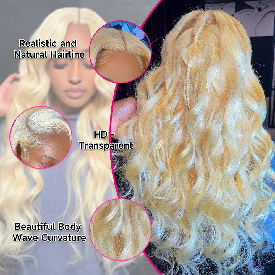 Raw 613 HD Lace Wigs Raw Human Hair Lace Front, Blonde 613 Deep Wave Vietnamese Hair Wig, Glueless 13X6 HD Full Lace Frontal Wig