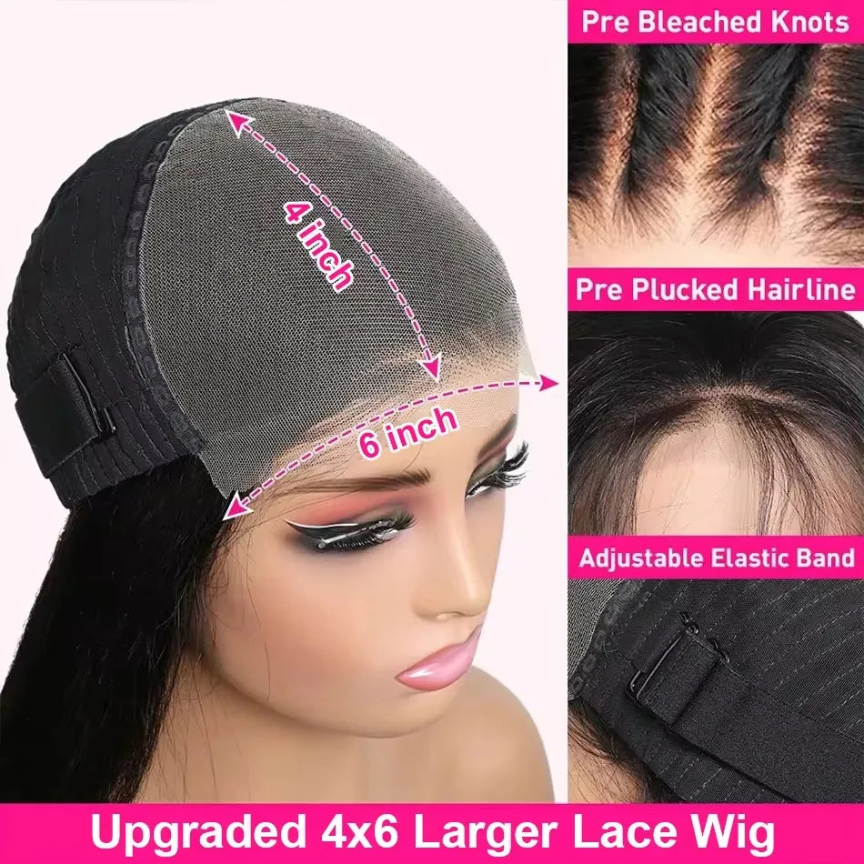 6x4 Transparent Lace 150% 180% 250% Density Bleached Knots Pre-Plucked for Women Body Wave Human Hair Wig Lace Front