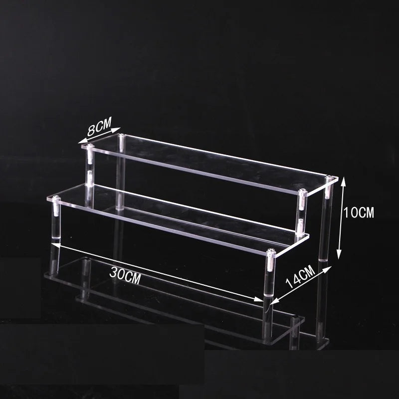 Acrylic Riser Display Stand Perfume Organizer Shelves for Amiibo Funko Figures Toys Cupcake Desserts Collection Cosmetic Jewelry