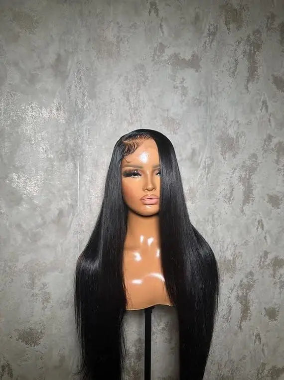 30 Inch 13x4 Pre-Plucked Brazilian Human Hair Wig Straight Transparent Lace Front Bleached Knots Long Length for Black Women