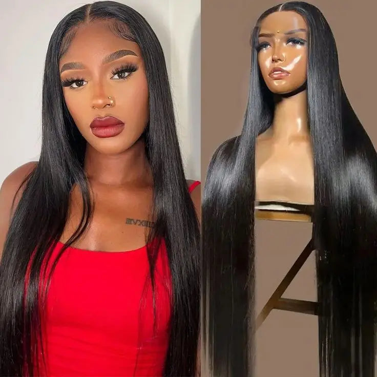 30 Inch 13x4 Pre-Plucked Brazilian Human Hair Wig Straight Transparent Lace Front Bleached Knots Long Length for Black Women