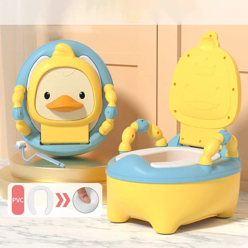 Oversized Yellow Duck Folding Toilet Seat Kids Training Anti-Splash Potty Basin Portable Cartoon Patterned Baby Plastic Children
