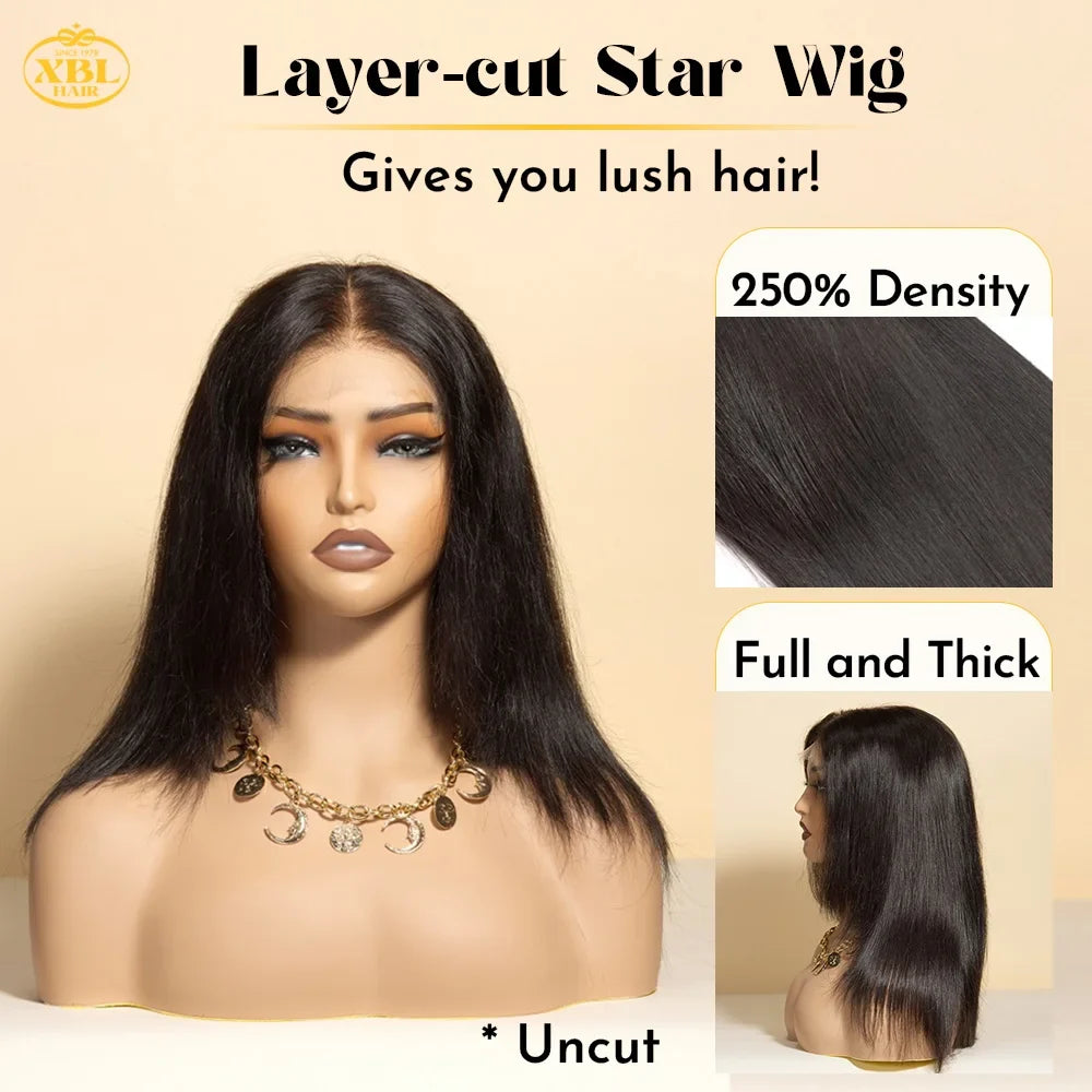 Free Shipping 100% Pure Natural 16 18 20"cuticle Aligned 5x5 hd Lace Closure Raw Virgin Layers  Human Hair Wig for Black Women