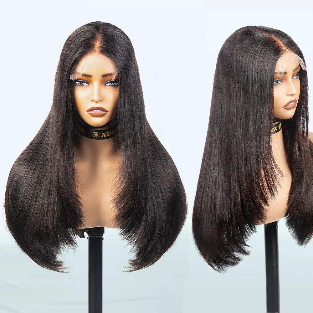 Free Shipping Straight 16 18 20" 5x5 hd Lace Closure Glueless Wigs Layered bob Cuticle Aligned Raw Virgin Hair Wig on Hair Salon