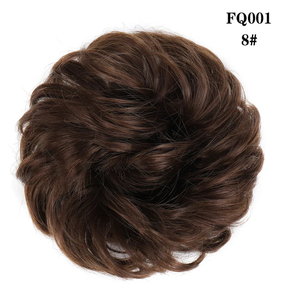 LUPU Synthetic Hair Bun Messy Scrunchies With Elastic Band Natural Fake Hair Tie Pieces Ponytail Colored Black Purple Pink Green