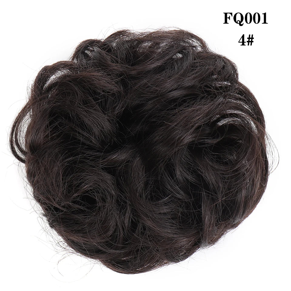 LUPU Synthetic Hair Bun Messy Scrunchies With Elastic Band Natural Fake Hair Tie Pieces Ponytail Colored Black Purple Pink Green