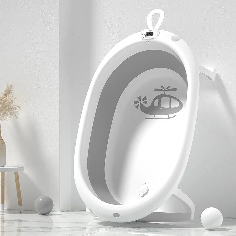 Multifunctional Digital Display Temperature Sensing Foldable Large Baby Bathtub for Newborn Toddler & Infant Home Supplies