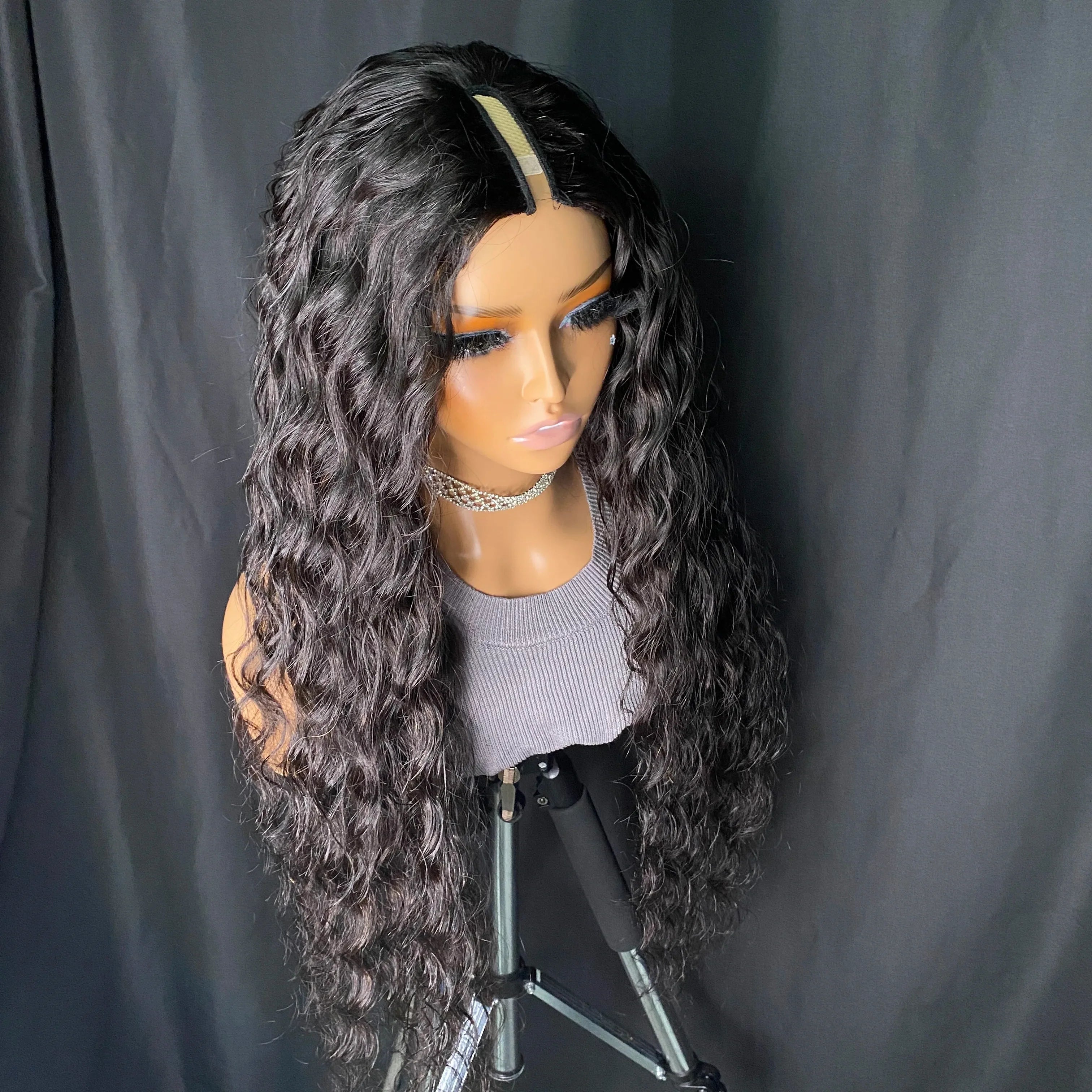 Wholesale Brazilian Indian Raw Remy Virgin Human Hair Natural Wave I Part Wig