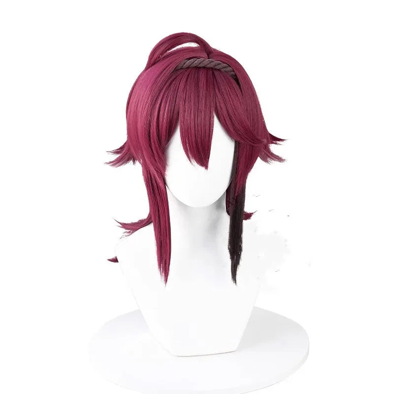 Wholesale Shikanoin Heizou Wig Cosplay 50cm Medium Long Dark Red Synthetic Genshin Impact Anime Halloween Party Hair Wig