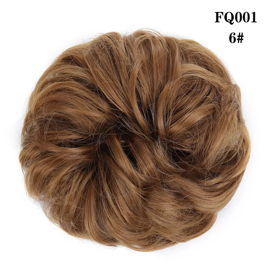 LUPU Synthetic Hair Bun Messy Scrunchies With Elastic Band Natural Fake Hair Tie Pieces Ponytail Colored Black Purple Pink Green