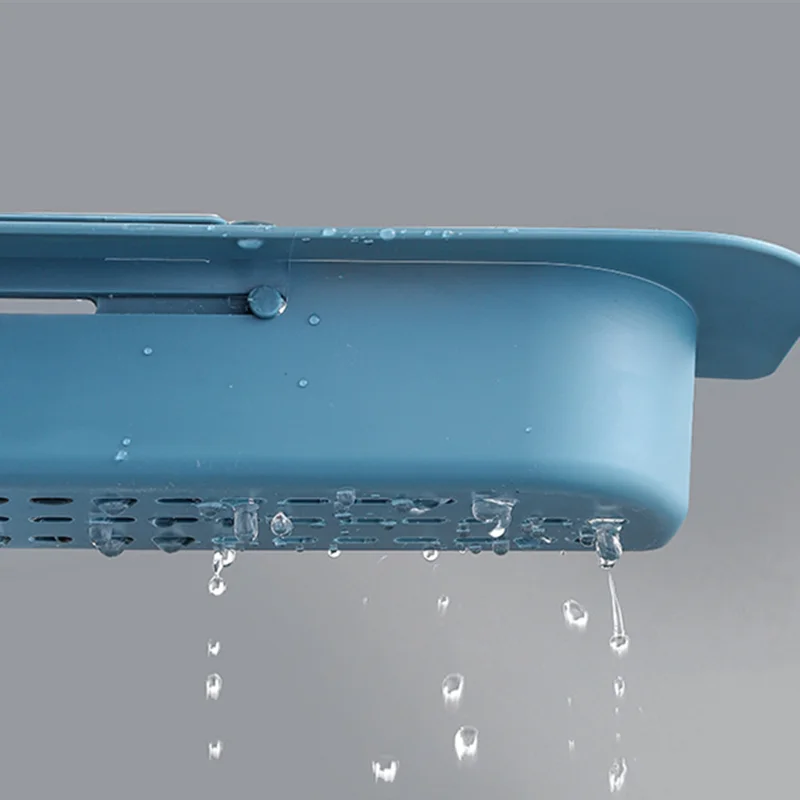 Telescopic Sink Shelf Kitchen Self Draining Rack Soap Sponge Storage Basket Holder Rag Towel Bar Household Supplies
