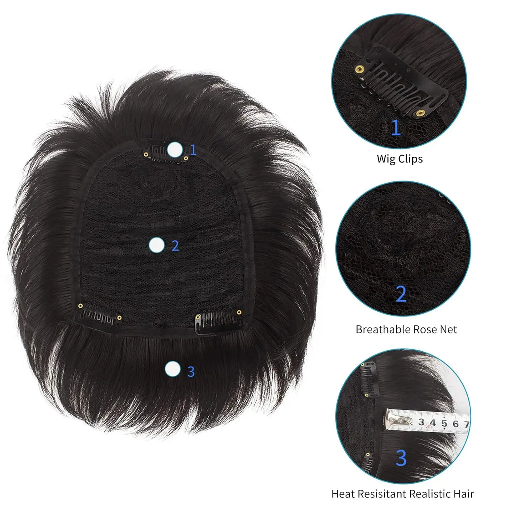 Toupee for Men, Human Hair Wigs Invisible Male Bald Patch Seamless Replacement Toupee Clip Hairpiece Wig for Daily Wear