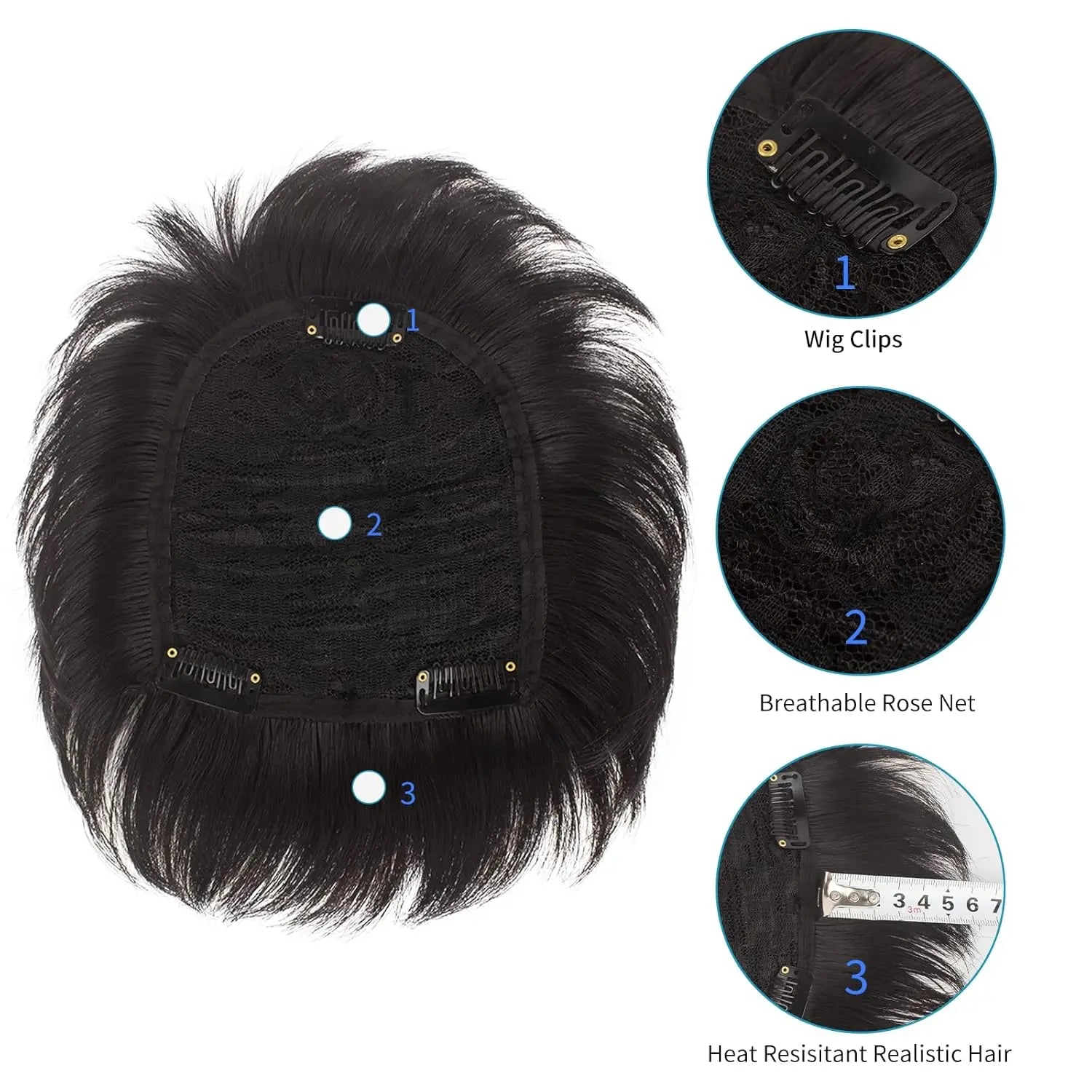 Toupee for Men, Human Hair Wigs Invisible Male Bald Patch Seamless Replacement Toupee Clip Hairpiece Wig for Daily Wear