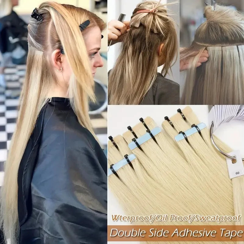 18P613#  Tape Ins Extensions Raw Hair 50g Russian Virgin Remy 100% Human Hair Extensions Wholesaler Price Tape Hair Extension