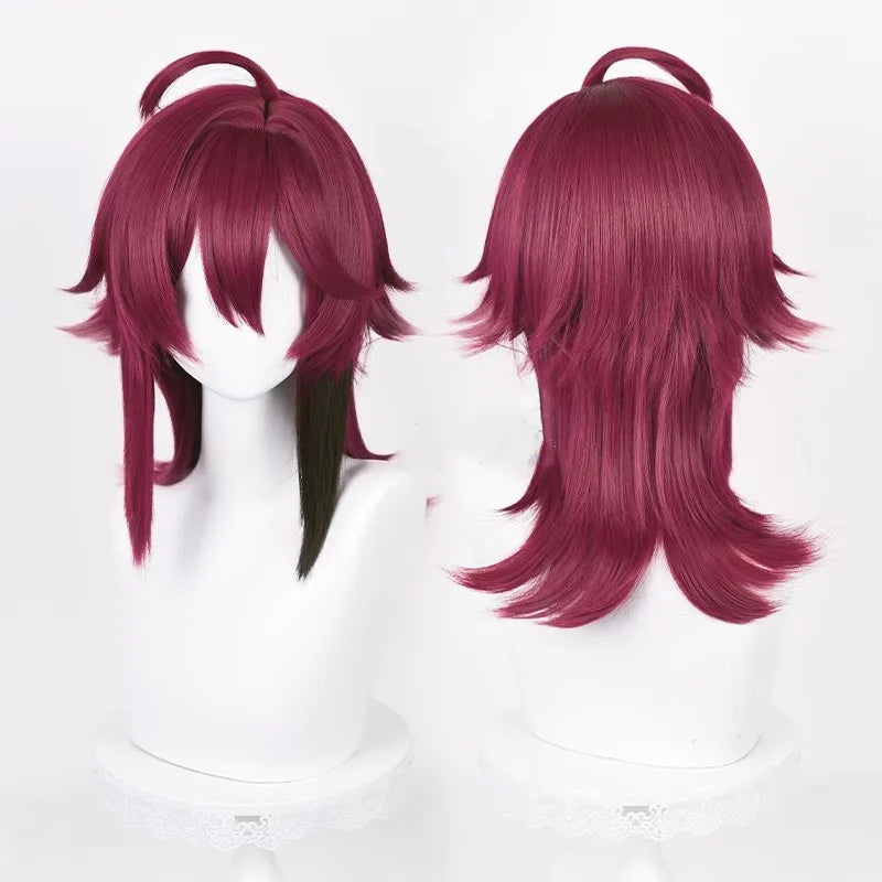 Wholesale Shikanoin Heizou Wig Cosplay 50cm Medium Long Dark Red Synthetic Genshin Impact Anime Halloween Party Hair Wig