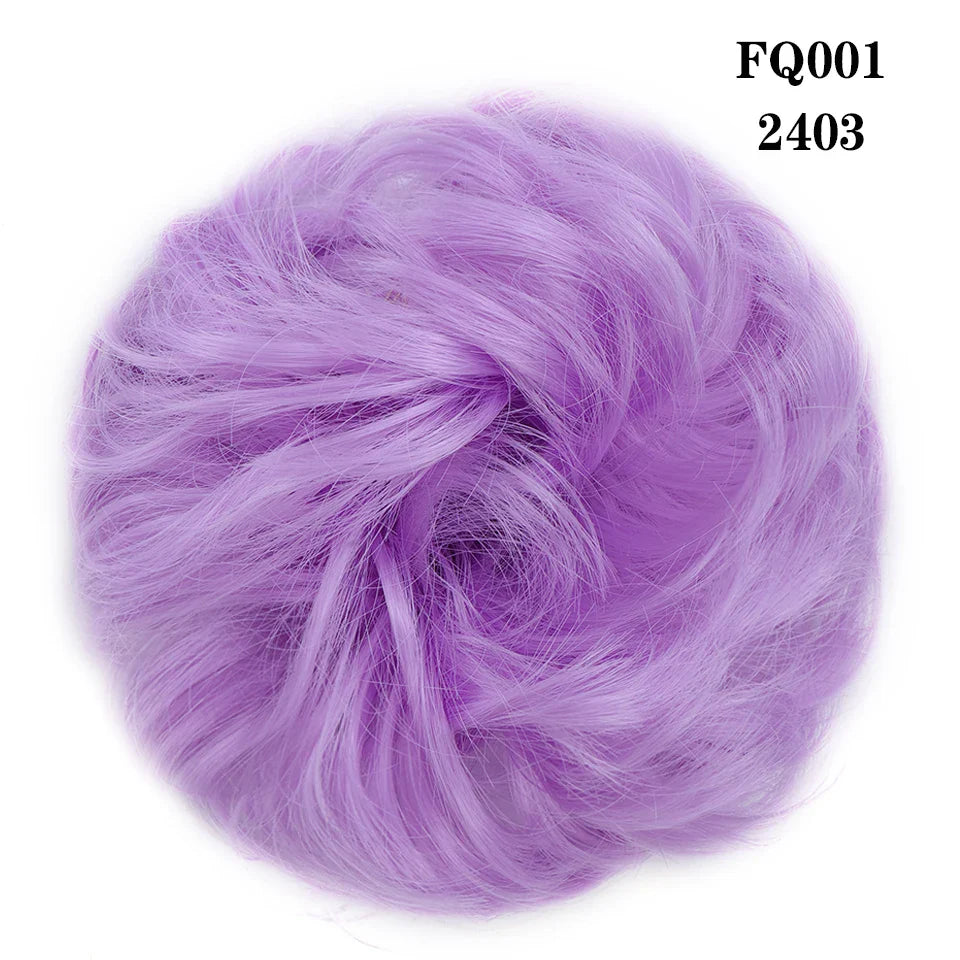 LUPU Synthetic Hair Bun Messy Scrunchies With Elastic Band Natural Fake Hair Tie Pieces Ponytail Colored Black Purple Pink Green