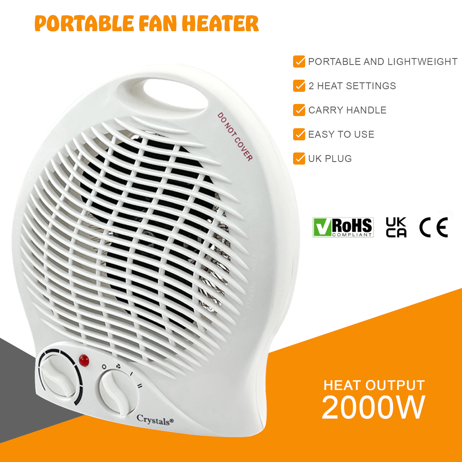 2KW Fan Heater Portable Silent & Energy Efficient