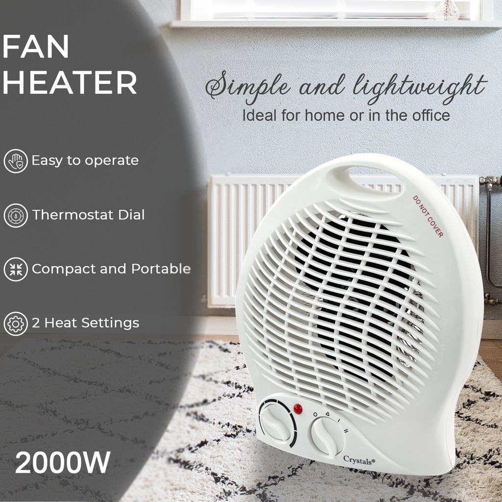 2KW Fan Heater Portable Silent & Energy Efficient