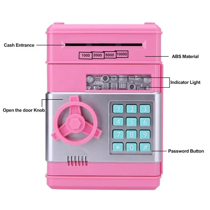 Electronic Piggy Bank Safe Money Box for Children Digital Coins Cash Saving Safe Deposit ATM Machine Birthday Gift for Kids
