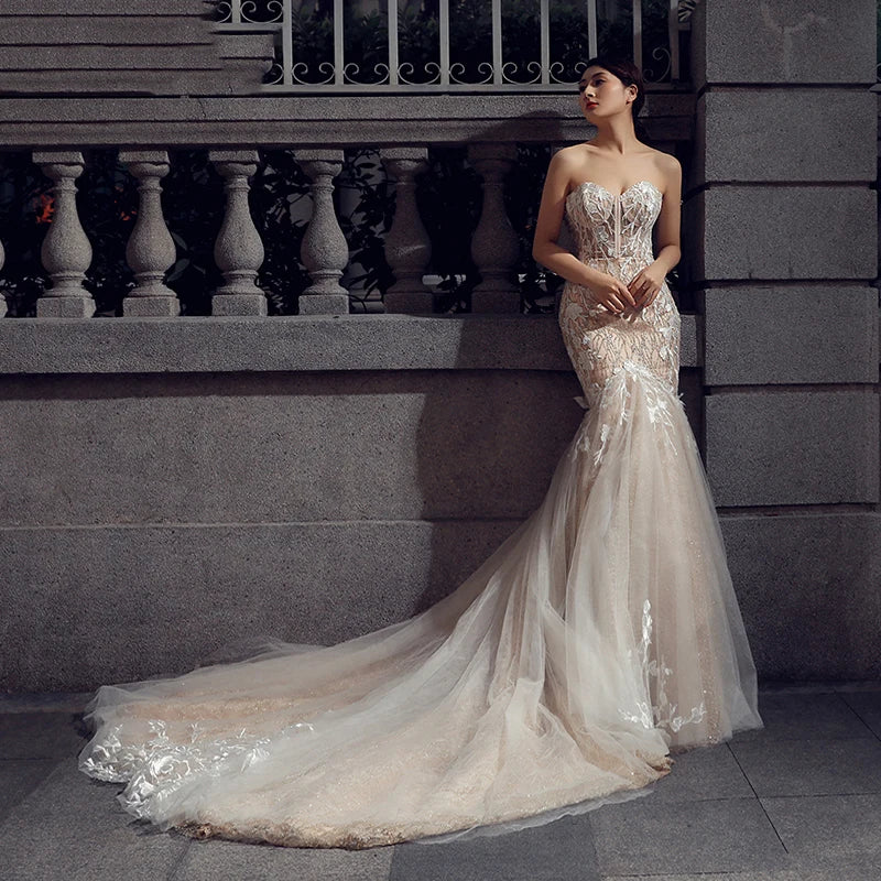 RSM66349 Luxury Elegant Wedding Dress Party Dresses Mermaid Sweetheart Wedding Gown