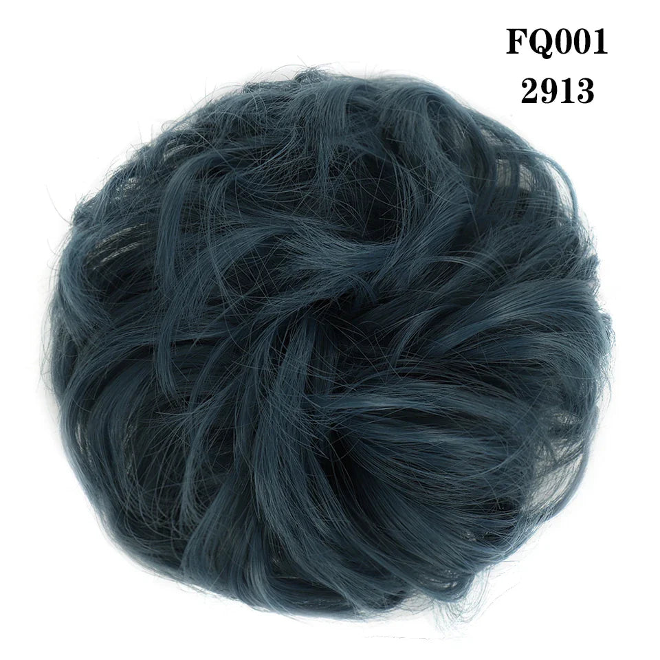 LUPU Synthetic Hair Bun Messy Scrunchies With Elastic Band Natural Fake Hair Tie Pieces Ponytail Colored Black Purple Pink Green